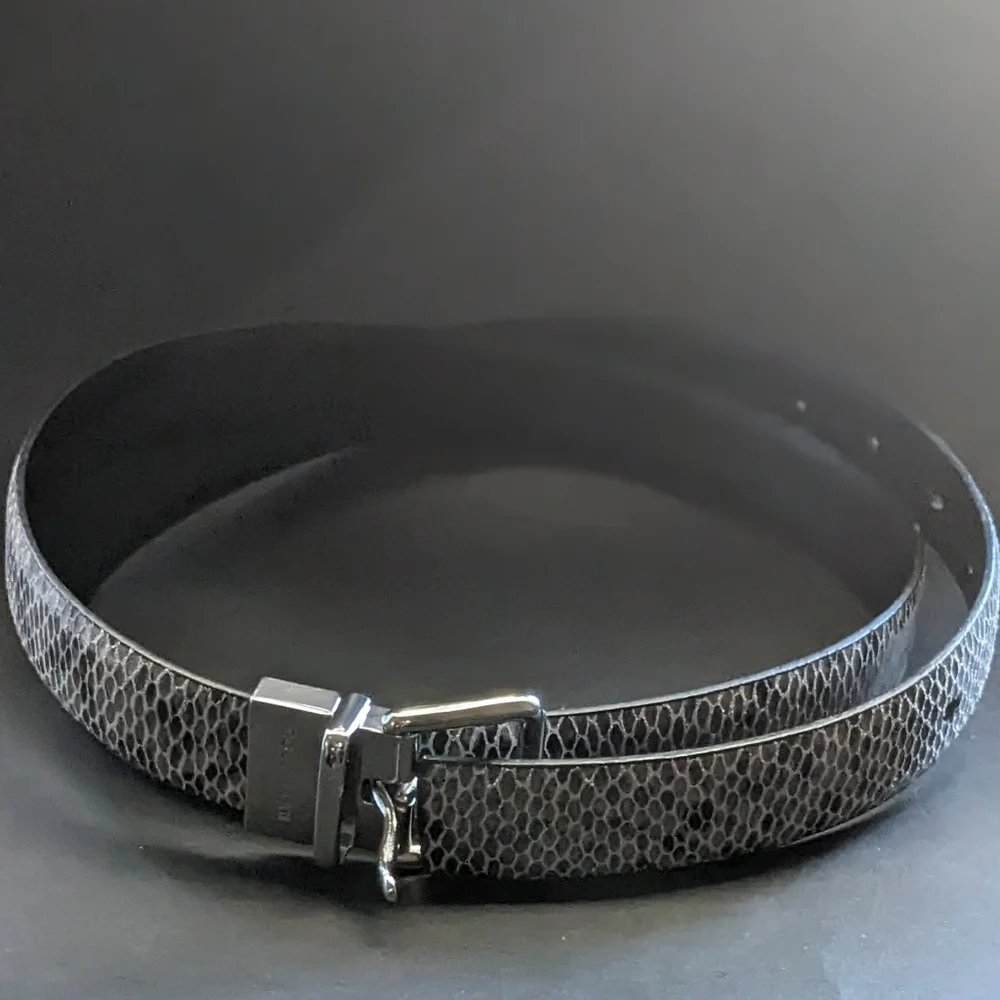 Cole Haan Reversible Python Leather Belt Silver Buckle Size L